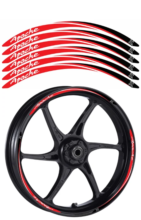 Alloy wheel Radium Sticker Compatible with Apache | Made In Premium Radium With FPF(Fade Protection Film), Water Proof, Precut Sticker, Pack Of 12